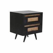 Table de Nuit DKD Home Decor Noir Naturel Rotin Bois de manguier 50 x 40 x 55 cm