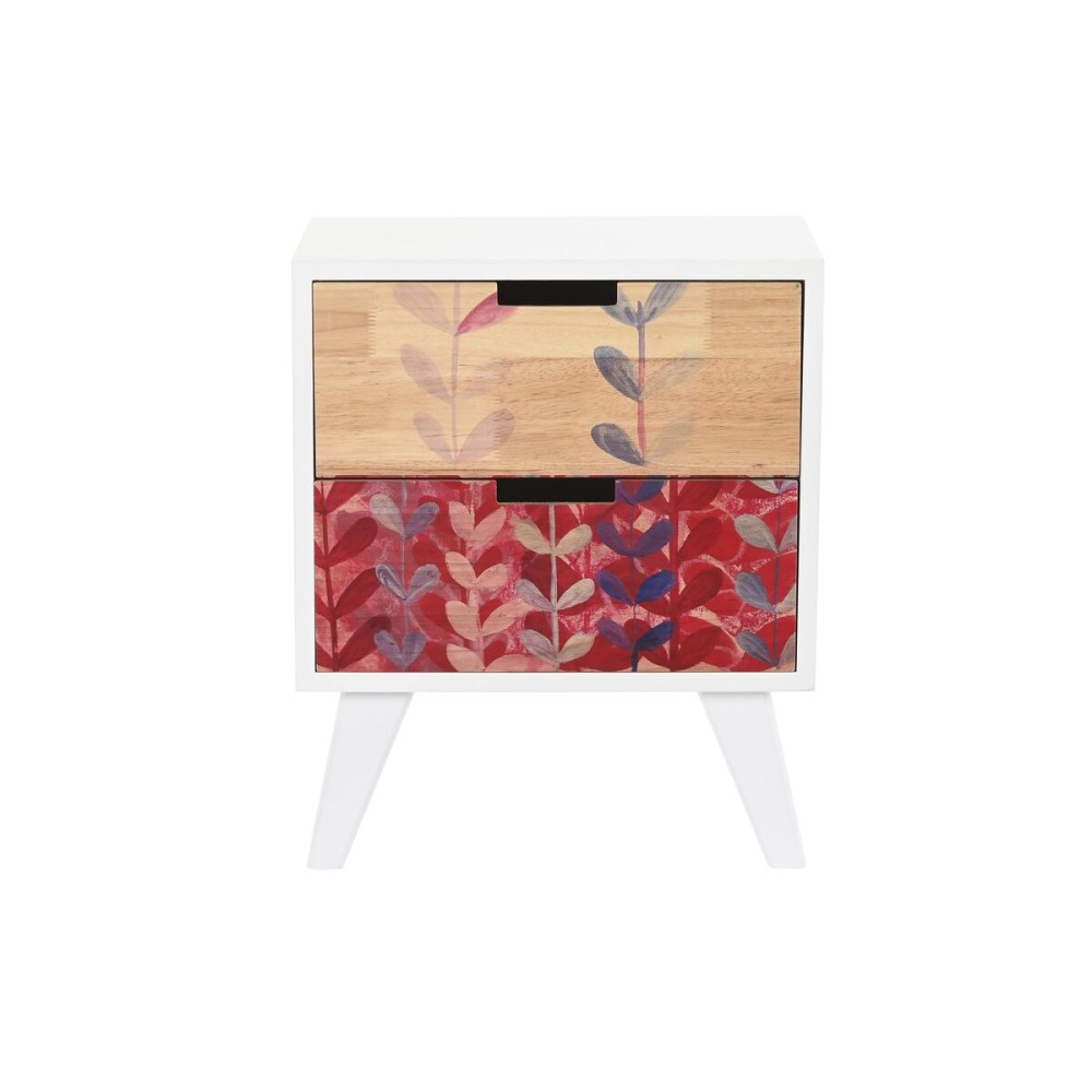 Table de Nuit DKD Home Decor Naturel Blanc Caoutchouc Bordeaux Bois de paulownia 40 x 30 x 48 cm