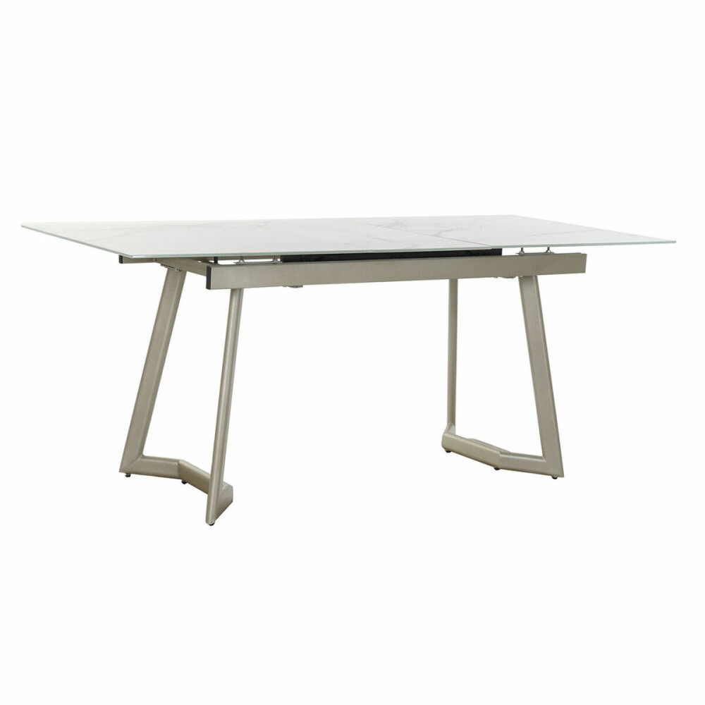 Dining Table DKD Home Decor Crystal Golden Metal White (140 x 80 x 76 cm)