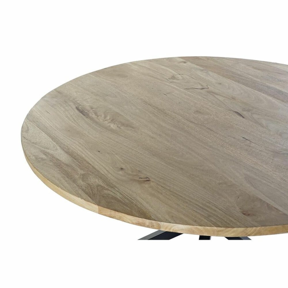 Dining Table DKD Home Decor 127 x 127 x 75 cm Natural Black Metal Aluminium Mango wood