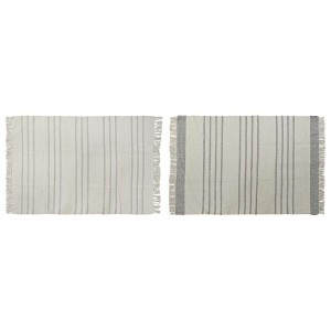 Carpet DKD Home Decor 120 x 180 x 0,75 cm Grey Polyester White Fringe Boho (2 Units)