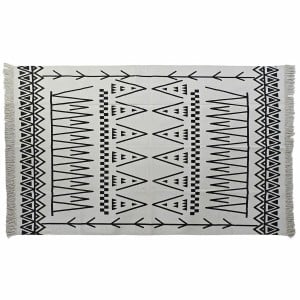 Teppich DKD Home Decor 160 x 250 x 0,7 cm Schwarz Polyester Baumwolle Weiß Ikat Boho