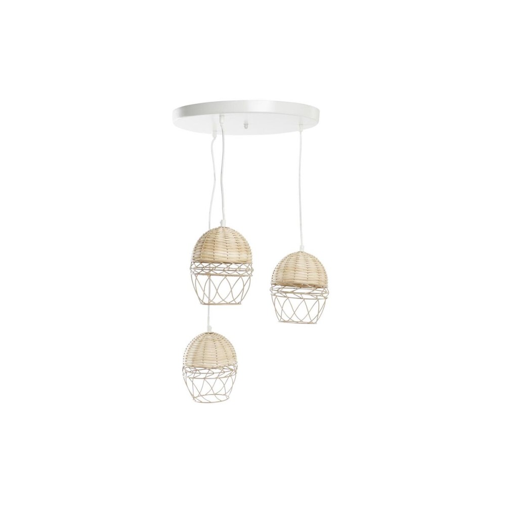 Suspension DKD Home Decor Blanc Marron Clair 220 V 50 W (38 x 38 x 75 cm)