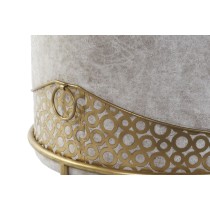 Footrest DKD Home Decor 51 x 51 x 44,5 cm Foam Beige Golden Velvet MDF Wood Ethnic 40 % Metal