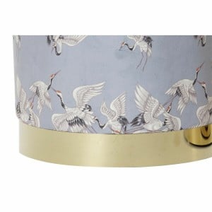 Repose-pied DKD Home Decor 32 x 32 x 38 cm Gris Doré Métal Oiseau Oriental Moutarde (2 Unités)