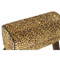 Footrest DKD Home Decor Black Wood Brown Leather Leopard (67 x 30 x 51 cm)