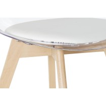 Chaise de Salle à Manger DKD Home Decor Blanc Transparent Naturel Bois Polycarbonate 54 x 47 x 81 cm