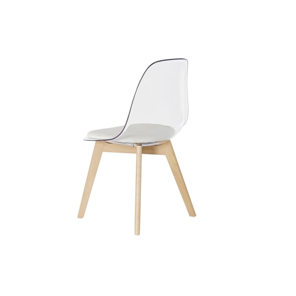 Chaise de Salle à Manger DKD Home Decor Blanc Transparent Naturel Bois Polycarbonate 54 x 47 x 81 cm