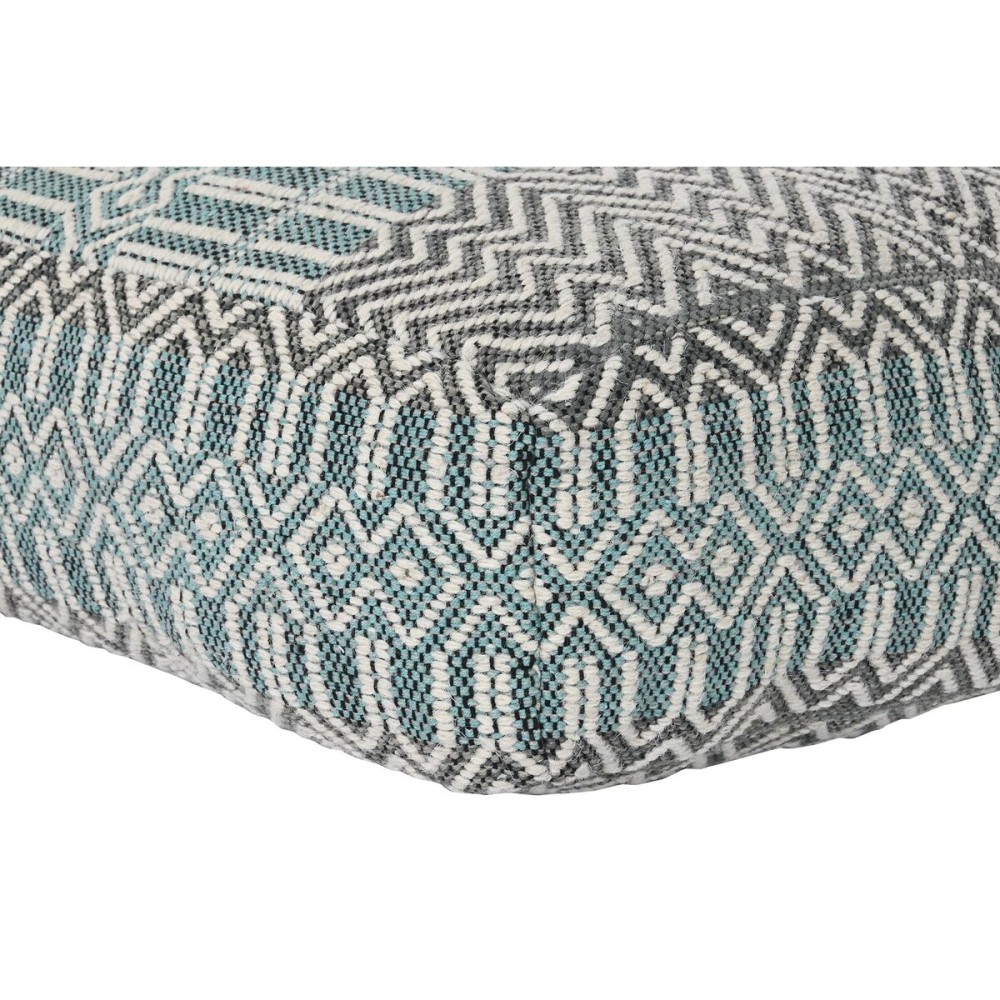 Cushion DKD Home Decor Floor Stripes Blue Polyester Cotton Mint Aluminium White Green (60 x 60 x 25 cm)