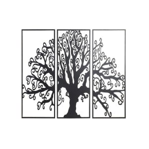 Wanddekoration DKD Home Decor 3 Stücke Schwarz Baum Metall (105 x 1,3 x 91 cm)