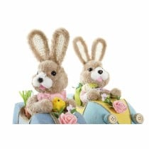 Deko-Figur DKD Home Decor 23 x 15 x 29 cm Blau Rosa Braun Hase (2 Stück)