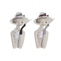 Figurine Décorative DKD Home Decor 18,5 x 15 x 31 cm Femme Rose Blanc (2 Unités)