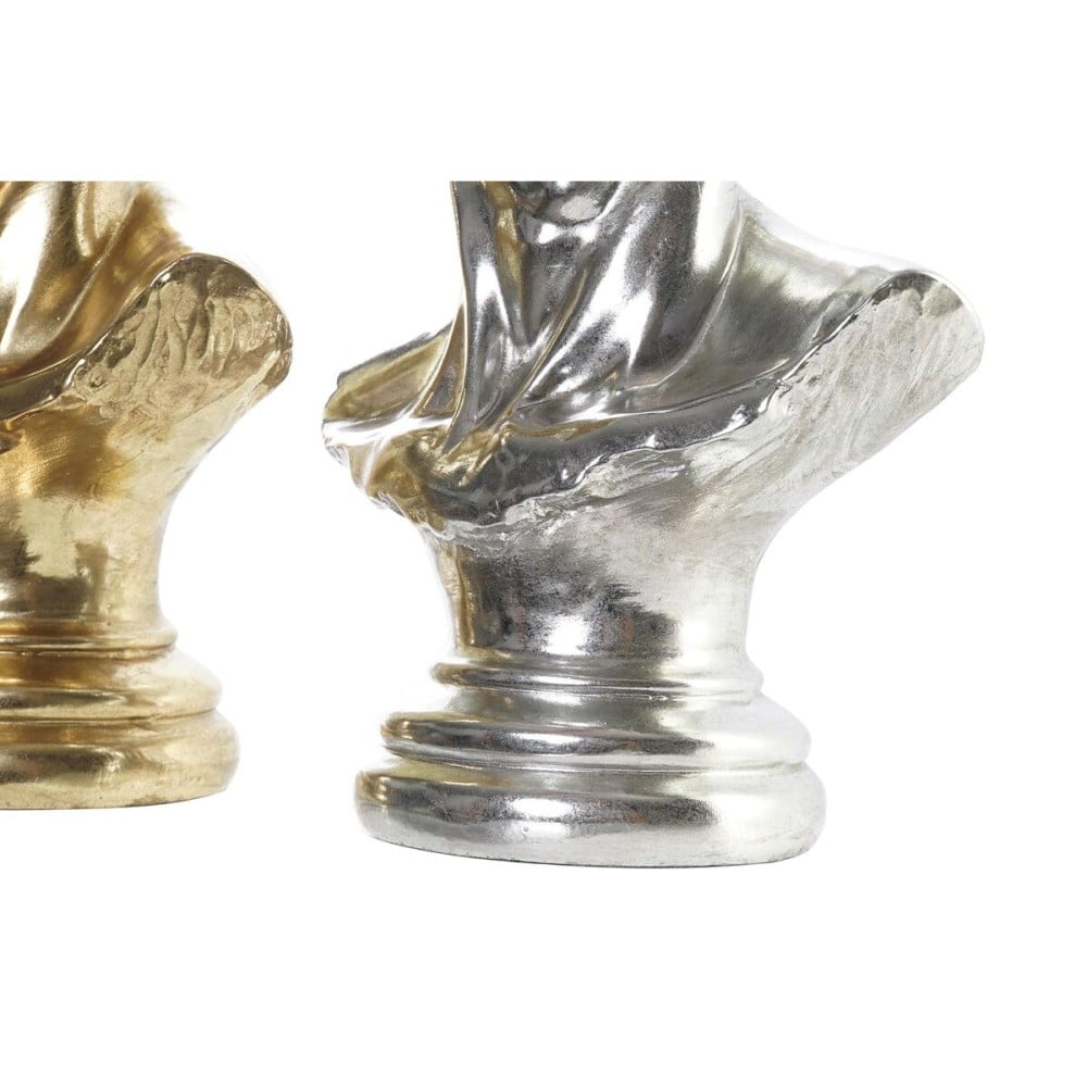 Decorative Figure DKD Home Decor 24,5 x 17,5 x 36 cm Silver Golden Bust Neoclassical (2 Units)