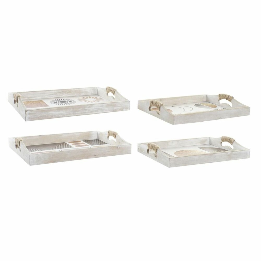 Jeux de plateaux DKD Home Decor Blanc Noir Doré Bois MDF 40 x 30 x 6 cm (2 Unités) (12 Unités)