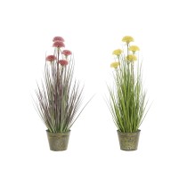 Plante décorative DKD Home Decor 30 x 30 x 78 cm Rose Métal Jaune PVC (2 Unités)