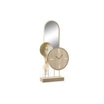 Horloge de table DKD Home Decor 26 x 8 x 53 cm Miroir Naturel Doré Métal Bois MDF