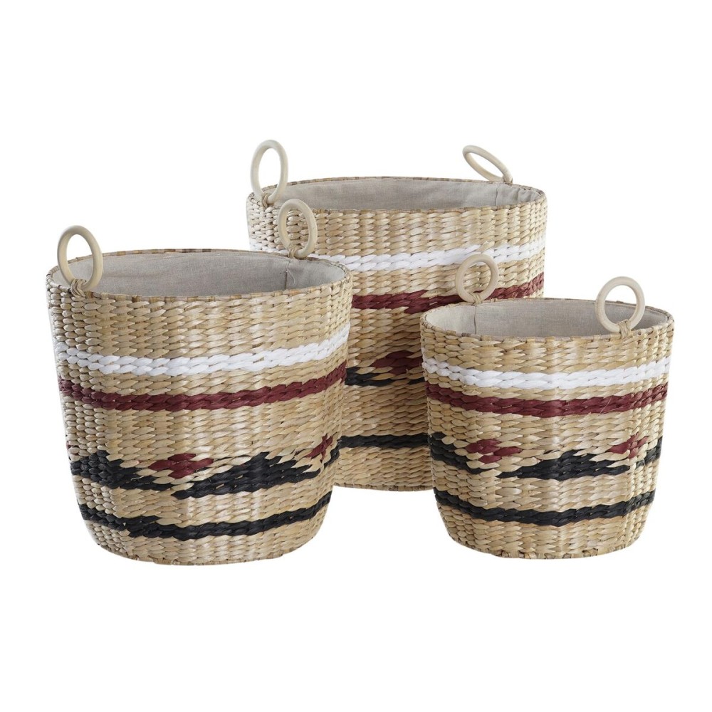 Set de basket DKD Home Decor Polyester Colonial Fibre (38 x 38 x 36 cm)