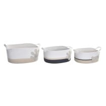 Korb-Set DKD Home Decor Weiß Grau Creme 60 x 31 x 25 cm (3 Stücke)