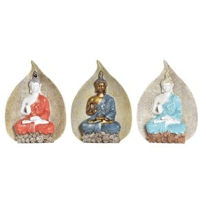 Decorative Figure DKD Home Decor Blue Red Orange Golden Buddha Oriental 15,5 x 5 x 20,7 cm (3 Units)