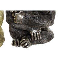 Deko-Figur DKD Home Decor 22 x 23,5 x 31 cm Silberfarben Gold Kolonial Gorilla (2 Stück)