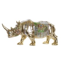 Deko-Figur DKD Home Decor Gold Harz Bunt Kolonial Nashorn (55 x 17,5 x 25 cm)