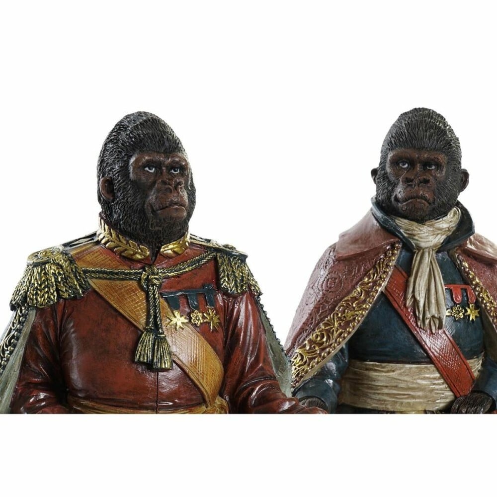 Deko-Figur DKD Home Decor 14 x 12,5 x 31,5 cm Braun Bunt Kolonial Gorilla (2 Stück)