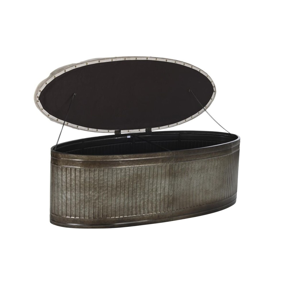 Bench DKD Home Decor Beige Metal Polyester Dark brown (121 x 44 x 47,5 cm)