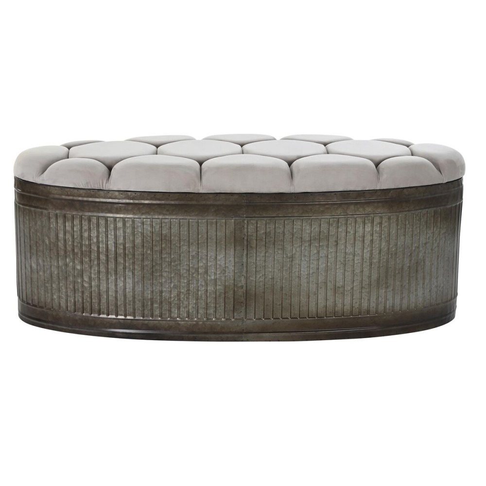 Bench DKD Home Decor Beige Metal Polyester Dark brown (121 x 44 x 47,5 cm)