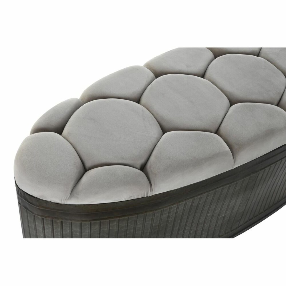 Bench DKD Home Decor Beige Metal Polyester Dark brown (121 x 44 x 47,5 cm)