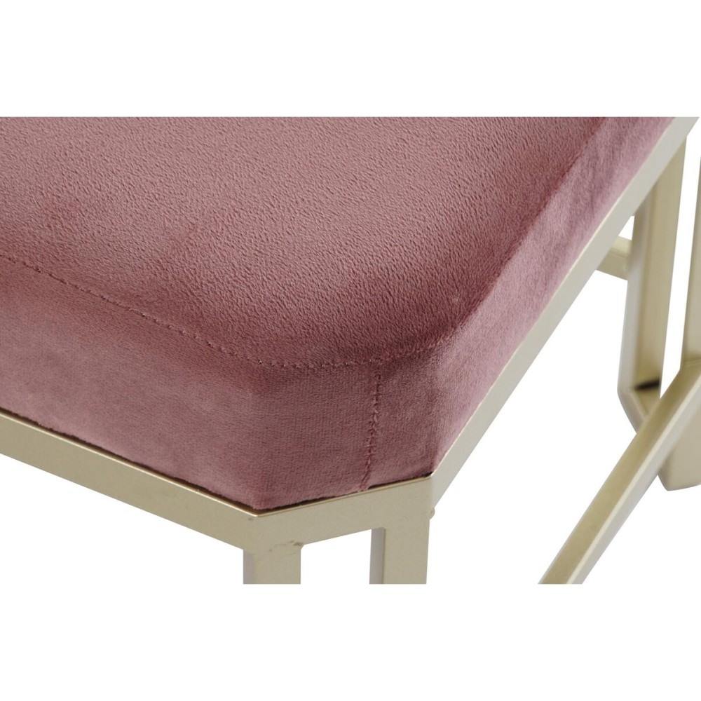 Bench DKD Home Decor   Pink Metal Velvet (120 x 40 x 46 cm)