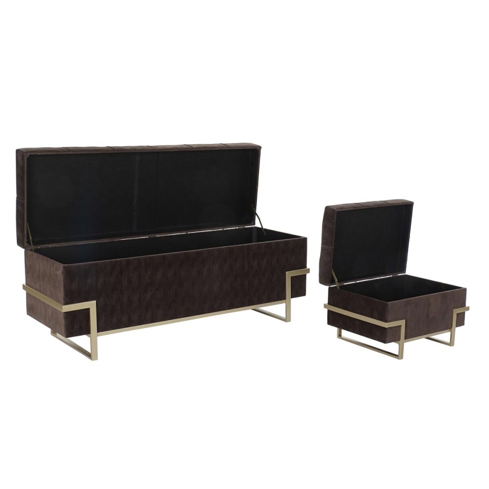 Banquette DKD Home Decor   Doré Métal Marron Velours (120 x 42 x 48 cm)