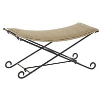 Barhocker DKD Home Decor   Schwarz Metall Hellbraun Rattan (94 x 49 x 44 cm)