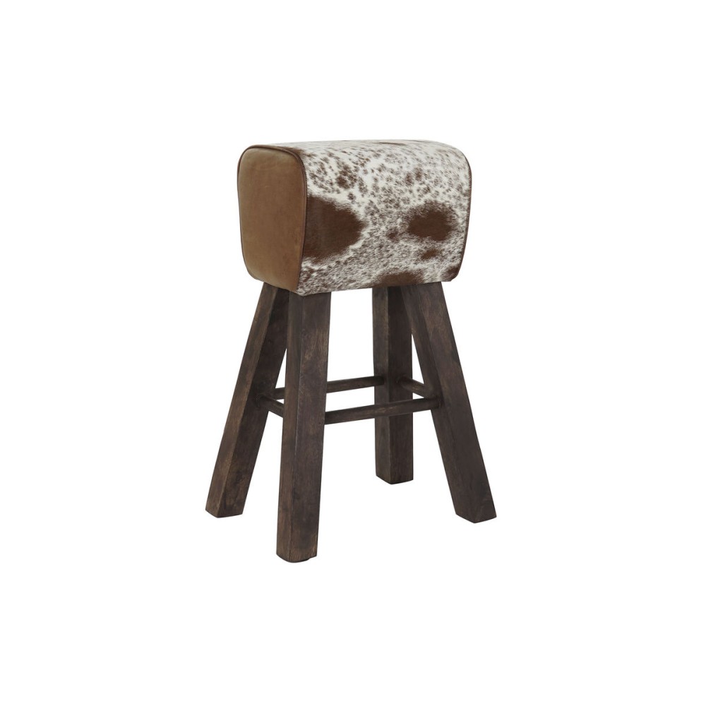 Stool DKD Home Decor White Brown Black Leather Wood 50 x 35 x 75 cm