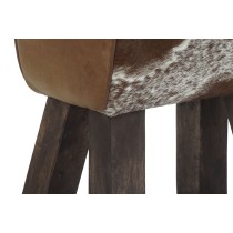 Stool DKD Home Decor White Brown Black Leather Wood 50 x 35 x 75 cm