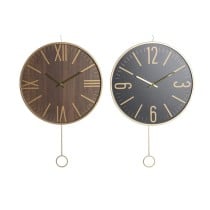 Horloge Murale DKD Home Decor 40 x 4 x 40 cm Noir Marron Fer Pendule Bois MDF (2 Unités)