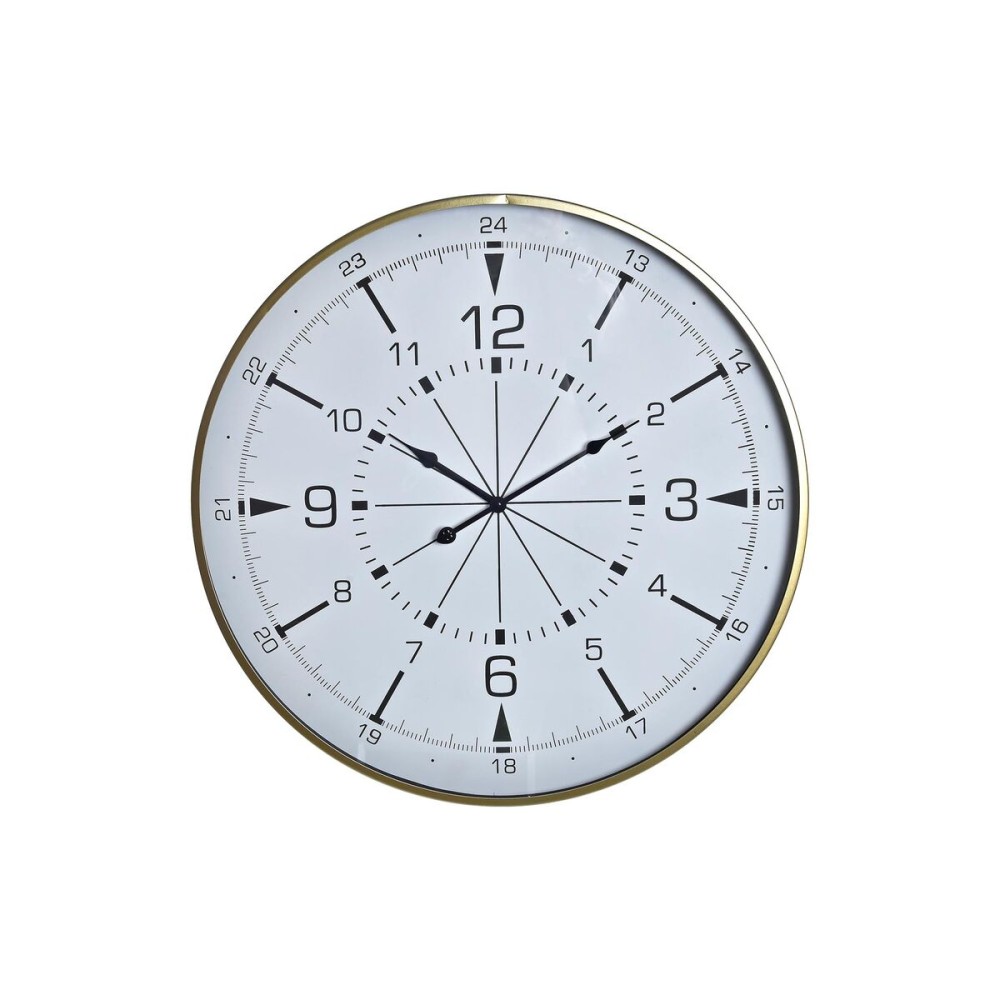 Wall Clock DKD Home Decor Crystal Golden Metal White Compass (60 x 3 x 60 cm)