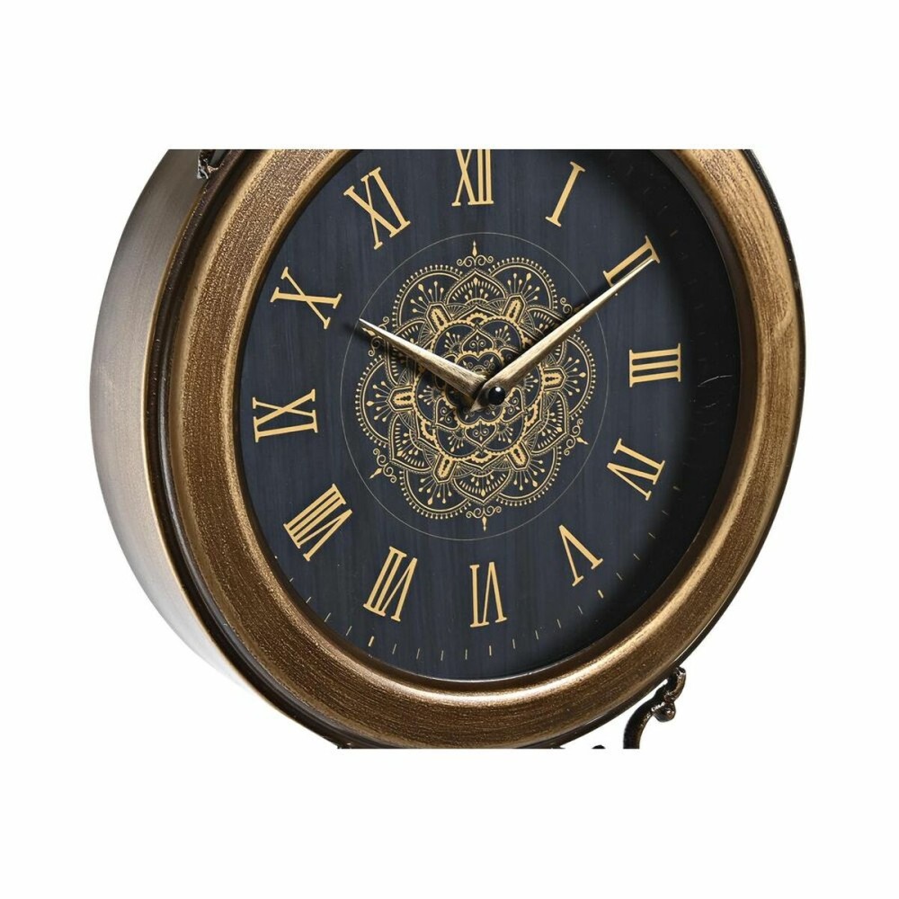 Wall Clock DKD Home Decor Black Golden Crystal Iron Pendulum 27 x 7,5 x 57,5 cm (2 Units)