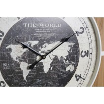 Wall Clock DKD Home Decor Black White Iron Vintage 60 x 4,5 x 60 cm MDF Wood World Map (2 Units)