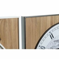 Wanduhr DKD Home Decor Schwarz Weiß Eisen Vintage 60 x 4,5 x 60 cm Holz MDF Weltkarte (2 Stück)