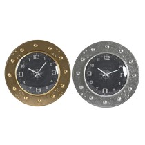 Horloge Murale DKD Home Decor 48,5 x 6 x 48,5 cm Verre Argenté Noir Doré Fer (2 Unités)