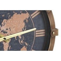 Wall Clock DKD Home Decor Golden Silver Crystal Iron World Map 42 x 8,5 x 54 cm (2 Units)