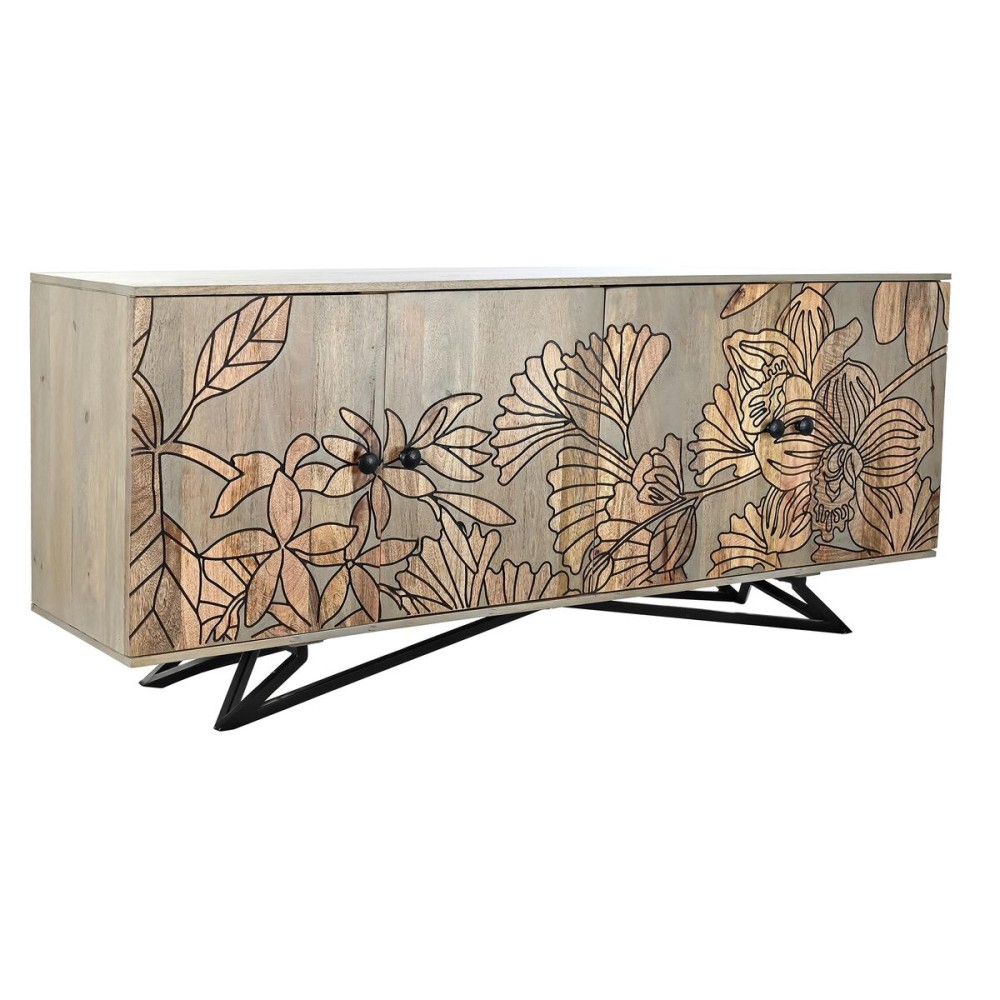 Buffet DKD Home Decor Naturel Gris Métal Bois de manguier (177 x 45 x 74 cm)