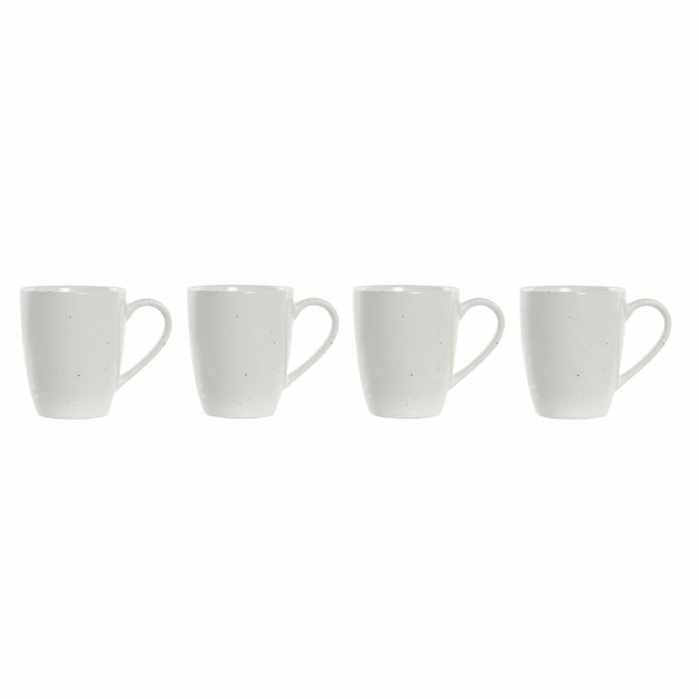 4 Piece Mug Set DKD Home Decor White Natural Rubber wood Stoneware 300 ml 19 x 13 x 31 cm