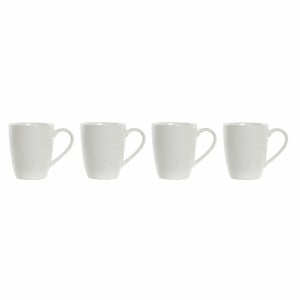 4 Piece Mug Set DKD Home Decor White Natural Rubber wood Stoneware 300 ml 19 x 13 x 31 cm