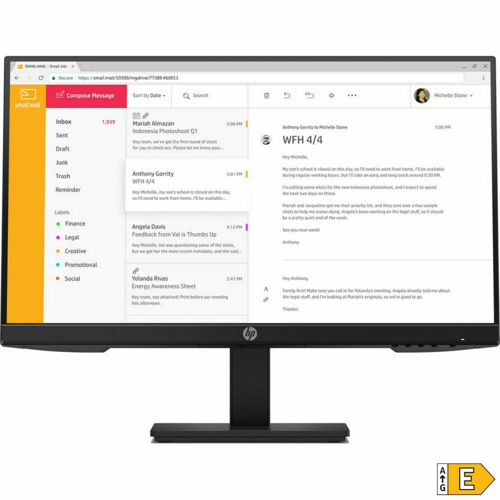 Écran HP 7VH44AAABB 23,8" LED IPS 75 Hz 60 Hz