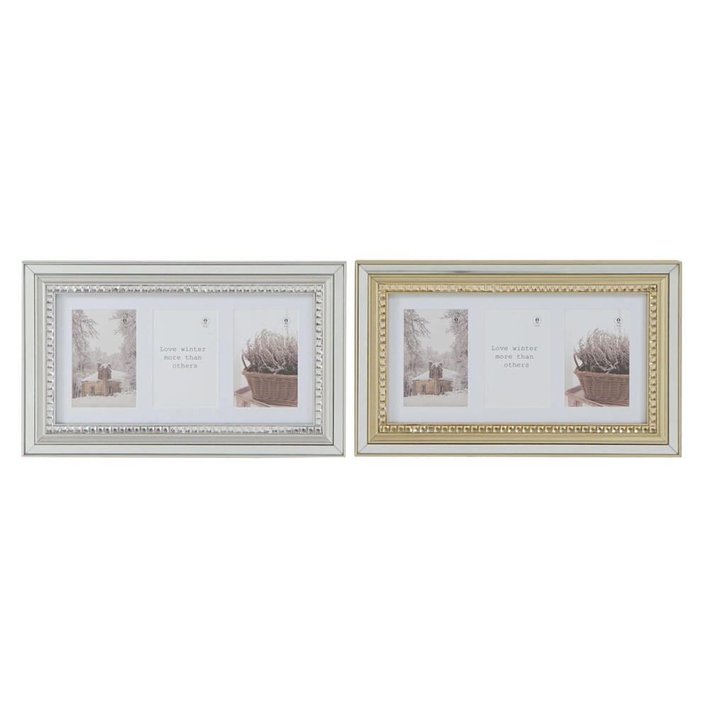 Photo frame DKD Home Decor Luxury Golden Silver Crystal polystyrene Traditional 46,5 x 2 x 28,5 cm (2 Units)