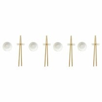 Set de sushi DKD Home Decor Bambou Grès Blanc Naturel Oriental 27,3 x 20,3 x 2,5 cm (12 Unités)