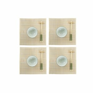 Set de sushi DKD Home Decor 14,5 x 14,5 x 31 cm Vert Grès Oriental (16 Pièces)