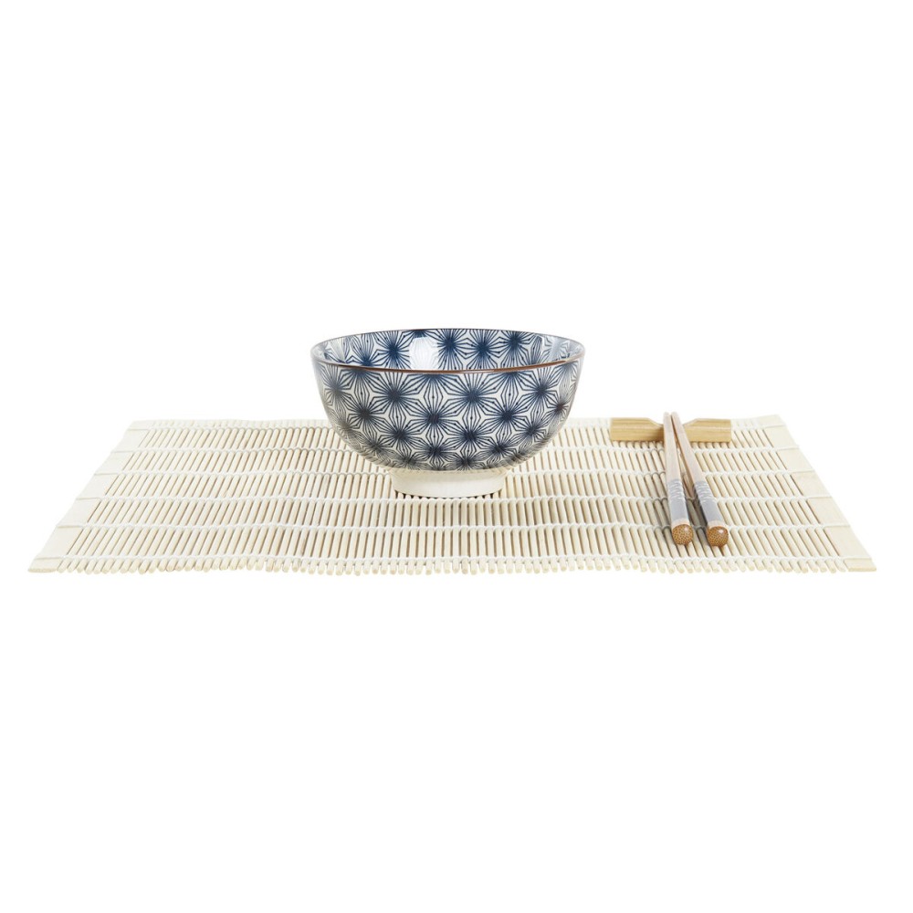 Sushi-Set DKD Home Decor 14,5 x 14,5 x 31 cm Blau Steingut Orientalisch (16 Stücke)