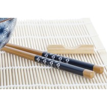 Set de sushi DKD Home Decor 14,5 x 14,5 x 31 cm Bleu Grès Oriental (16 Pièces)